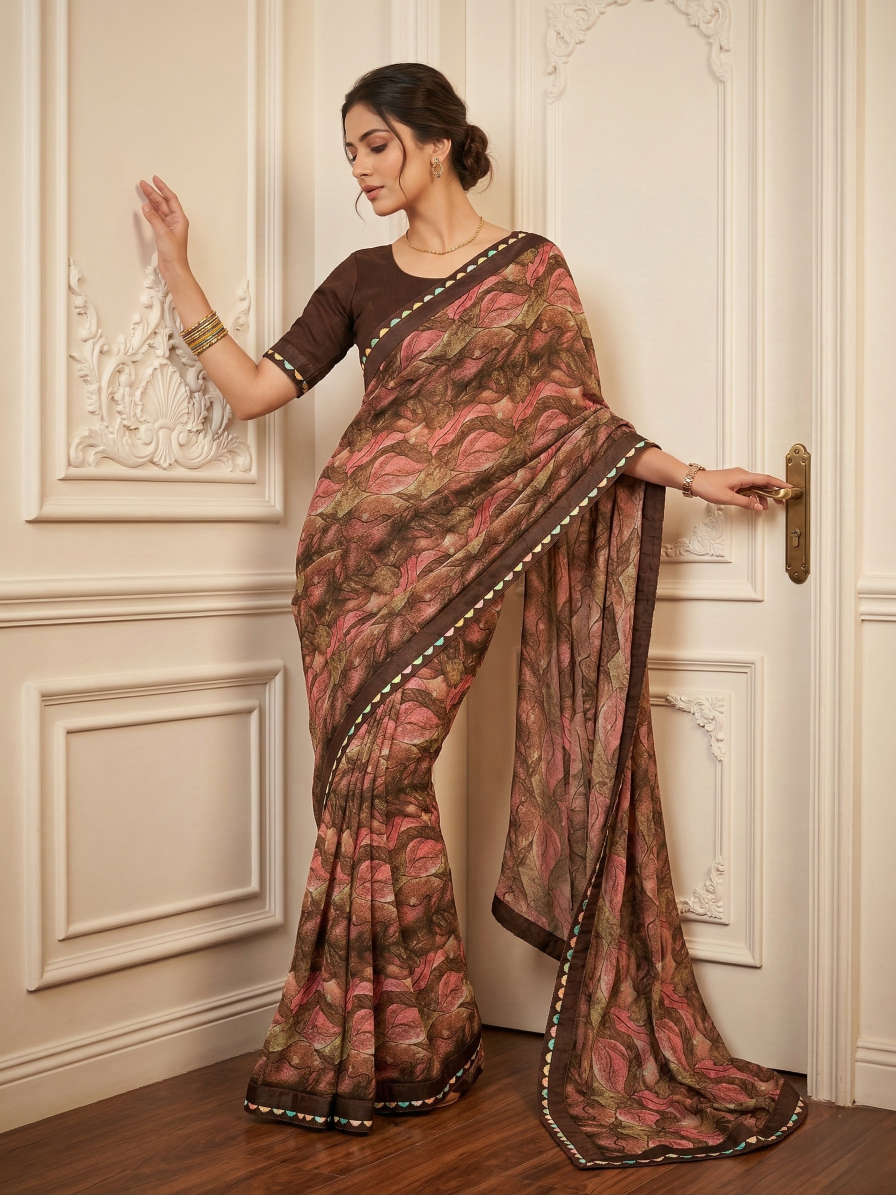 Rustic Rose Printed Designer Saree